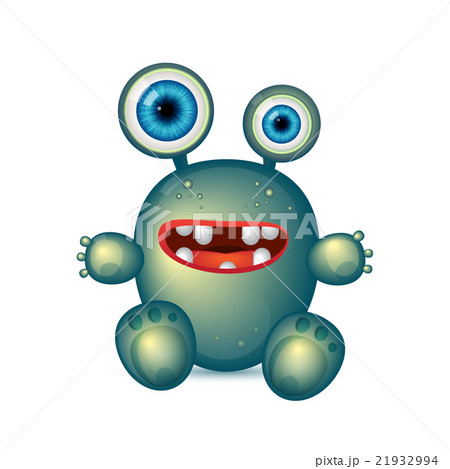 Green Monster with big eyes and red mouth 21932994