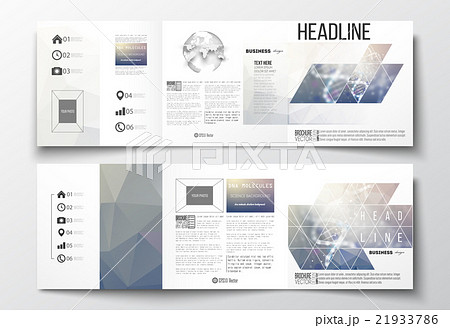 Set of tri-fold brochures, square design templates Set of tri-fold brochures, square design templates 21933786