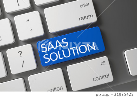 Blue Saas Solution Button on Keyboard. Blue Saas Solution Button on Keyboard. 21935425