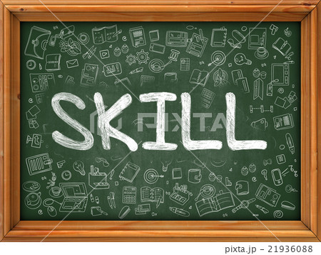 Green Chalkboard with Hand Drawn Skill. Green Chalkboard with Hand Drawn Skill. 21936088