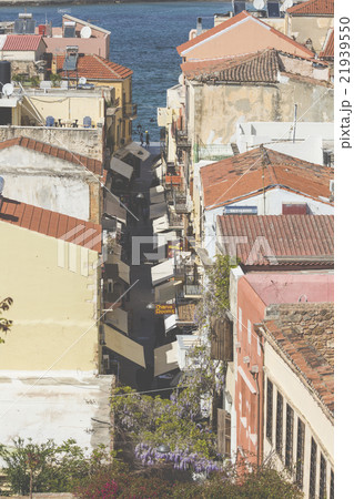 View of the white houses of Chania, Crete, Greece 21939550