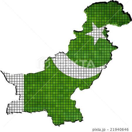 Pakistan map with flag inside - Illustration 21940646