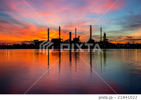Oil refinery along the river at Dusk 21941022