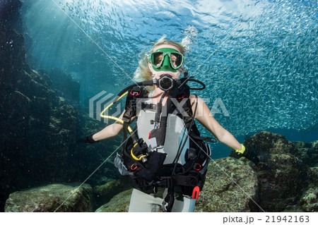 beauty blonde diver girl looking at you beauty blonde diver girl looking at you 21942163