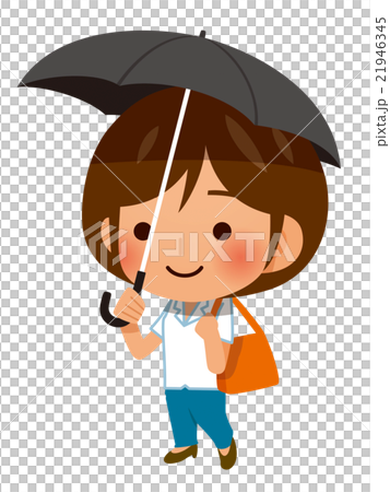日傘をさして出かける女性のイラスト素材