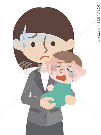 仕事着のママと風邪の赤ちゃん 21947514