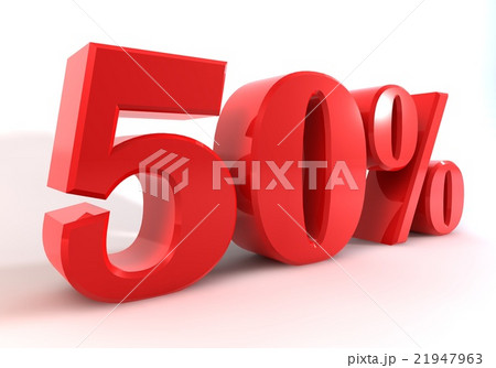 Perspective Discount 50 percent Red number Isolate 21947963