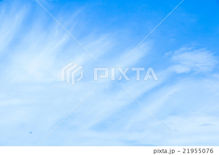春の空　白い雲と青い空　背景素材　コピースペース　文字スペース　積雲　巻積雲　イメージ 21955076