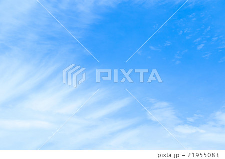 春の空　白い雲と青い空　背景素材　コピースペース　文字スペース　積雲　巻積雲　イメージ 21955083