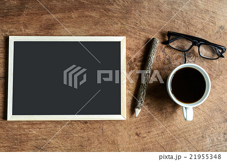 Blank blackboard and wooden pencil Blank blackboard and wooden pencil 21955348