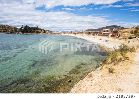 Beach on Island of the Sun, Titicaca Lake, Bolivia Beach on Island of the Sun, Titicaca Lake, Bolivia 21957397