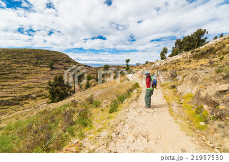 Woman on Island of the Sun, Titicaca Lake, Bolivia Woman on Island of the Sun, Titicaca Lake, Bolivia 21957530