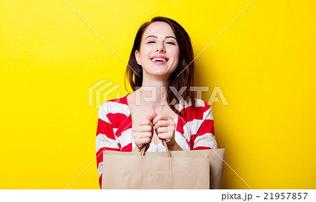 portrait of the young woman with shopping bags portrait of the young woman with shopping bags 21957857