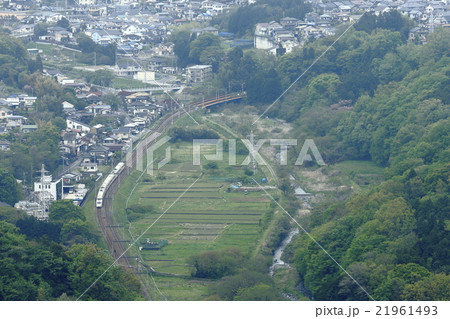 新緑の中を走るロマンスカー 21961493