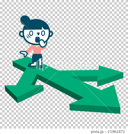 图库插图: 站立在分支点的妇女