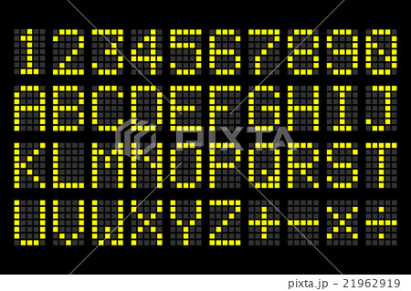 digital yellow letters and numbers display board 21962919