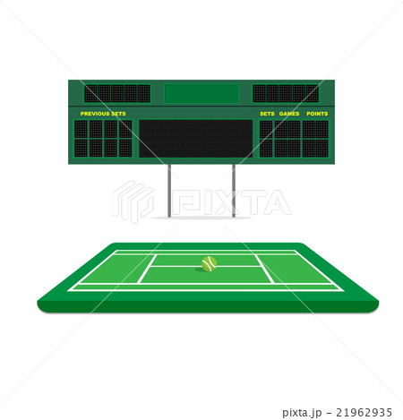 tennis green court with empty scoreboard 21962935
