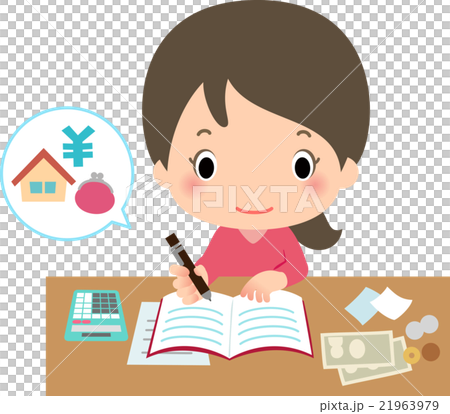 A young lady who writes household account book A young lady who writes household account book 21963979