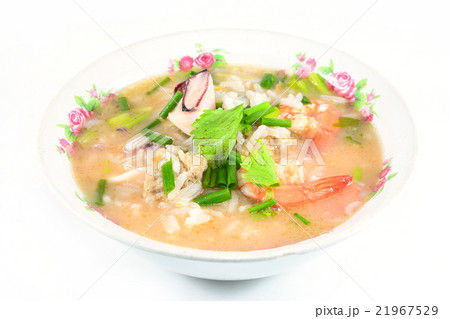 rice porridge with pork,shrimp and squid' ,thai br rice porridge with pork,shrimp and squid' ,thai br 21967529