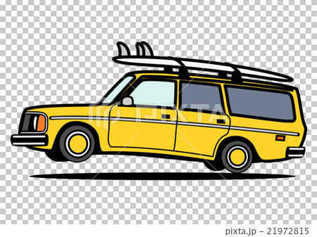 ワゴン車　イエロー　サーフボード 21972815