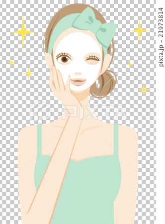 シートマスク パック 笑顔の女性 キラキラ シートマスク パック 笑顔の女性 キラキラ 21973814