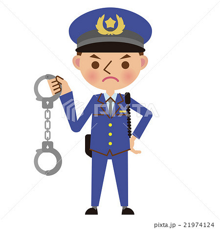 手錠を持った男性警察官のイラスト素材