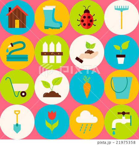Pink Flat Gardening Tools Seamless Pattern Circles Pink Flat Gardening Tools Seamless Pattern Circles 21975358
