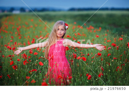 beautiful girl in red dress walks at poppy field beautiful girl in red dress walks at poppy field 21976650