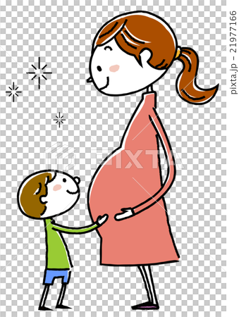 イラスト素材:妊娠中の母と子供 イラスト素材:妊娠中の母と子供 21977166
