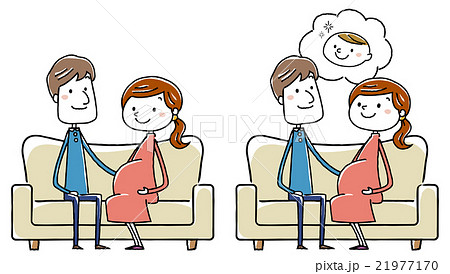 イラスト素材：夫婦　妊娠　出産 21977170