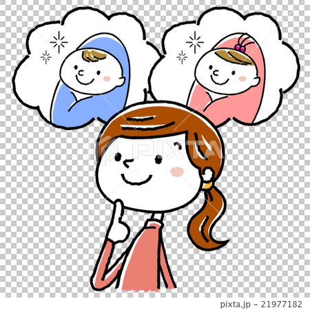 Illustration material: Pregnant woman and born child 21977182