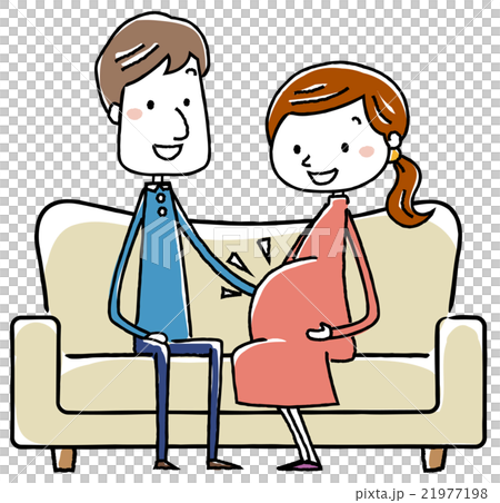 イラスト素材：夫婦　妊娠　出産 21977198