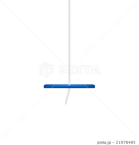Swing in blue design hanging on white rope Swing in blue design hanging on white rope 21978485