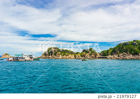 Rocky island with Turquoise Water palm tree Rocky island with Turquoise Water palm tree 21979127
