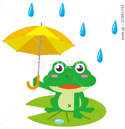梅雨 カエル 傘のイラスト素材