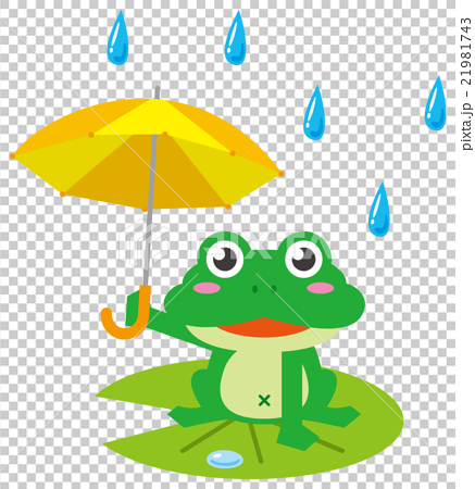 梅雨 カエル 傘のイラスト素材