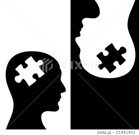Two humans profiles of white and black colors Two humans profiles of white and black colors 21981952