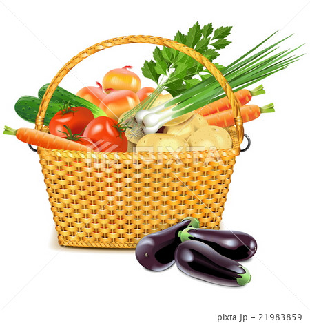 Vector Wicker Basket with Vegetables Vector Wicker Basket with Vegetables 21983859