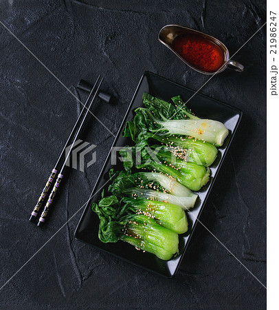Cooked bok choy with sesame seeds 21986247