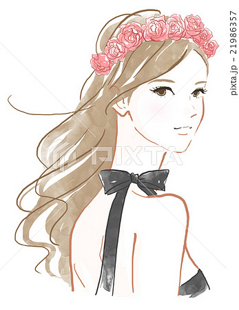 バラの花飾りの女性のイラスト素材 21986357 Pixta