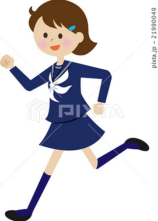 走る女子生徒のイラスト素材