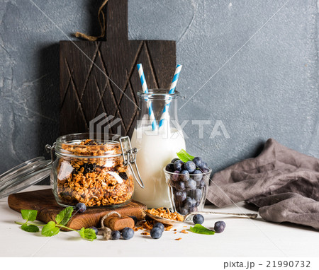 Healthy breakfast ingrediens. Homemade granola in 21990732