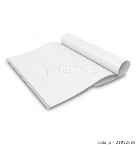 Open white journal, magazine with blank pages. 21992669