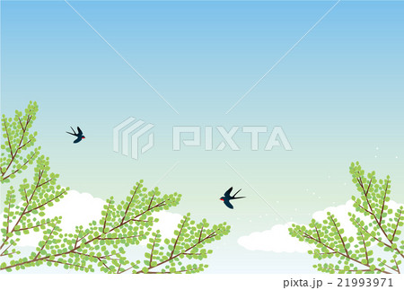 背景素材 初夏風景 ツバメ ヨコ1 のイラスト素材