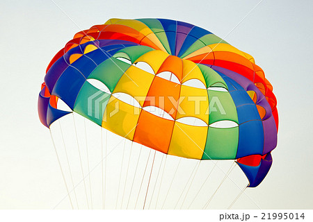 the colorful stripes of parachute in the sky 21995014