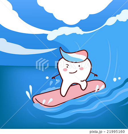 cartoon teeth surfing 21995160