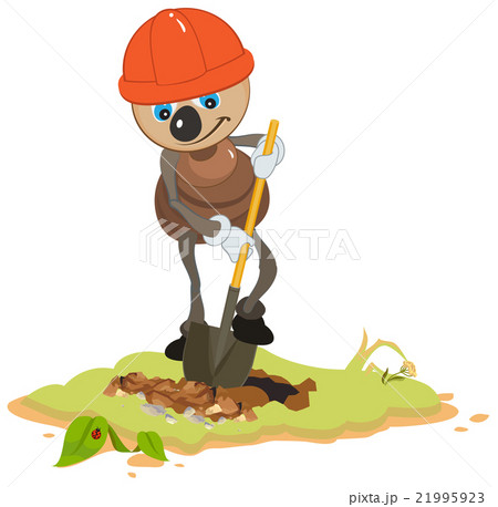 Ant Worker digging shovel pit 21995923