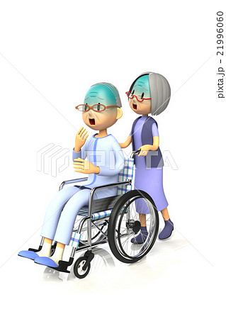 妻に車いすを押してもらう老人 妻に車いすを押してもらう老人 21996060