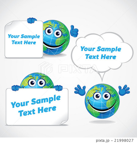 Cartoon World Globe with Banner and Sign 21998027