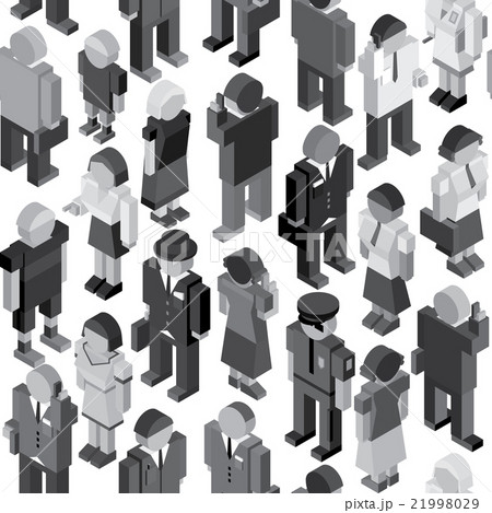 Monochrome People Seamless Pattern 21998029